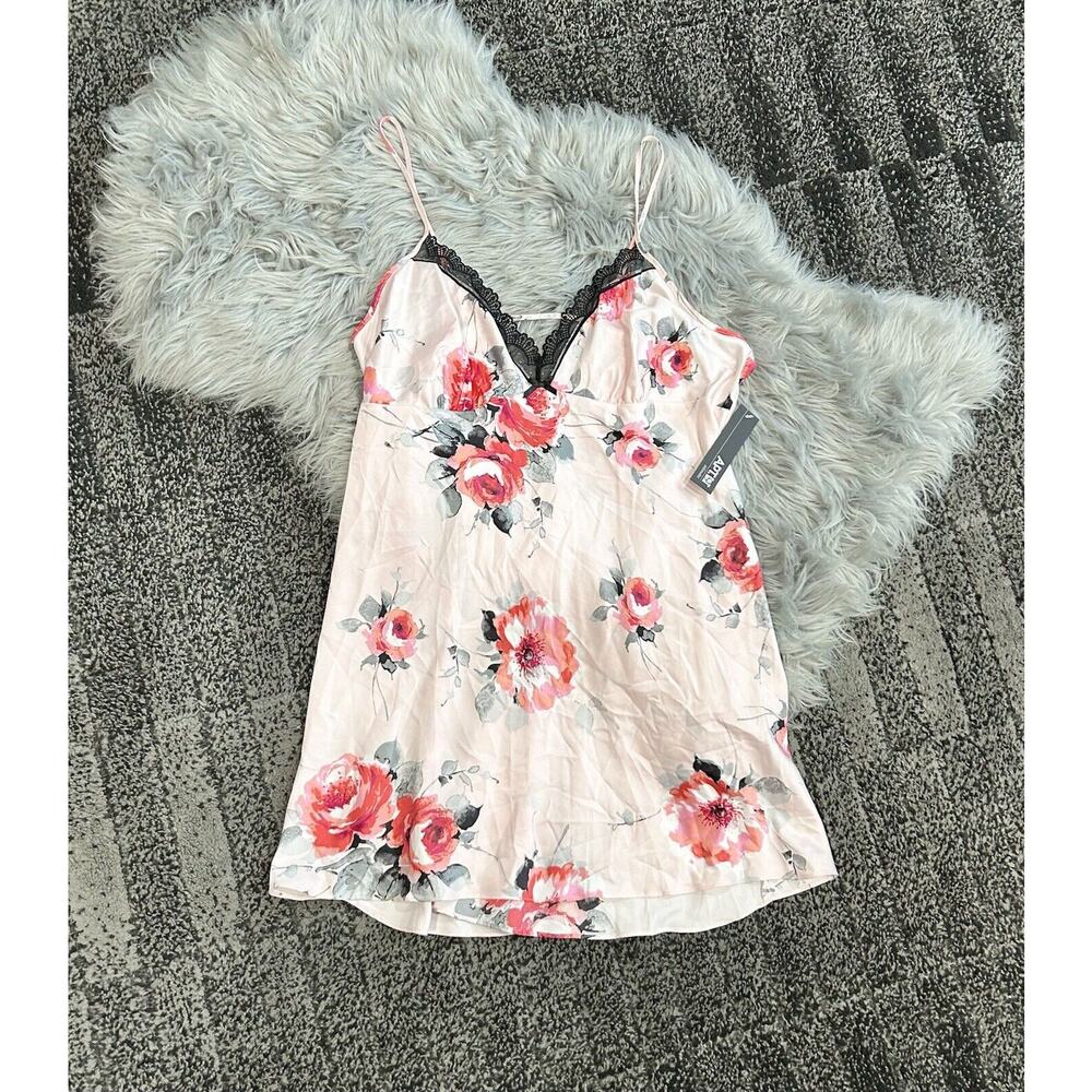 Apt 9 Womens Satin Floral Blush‎ Chemise Nightgown Lace Trim Size XL